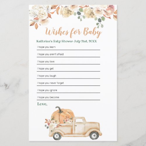 Peach Pumpkin Rustic Truck Wishes for Baby