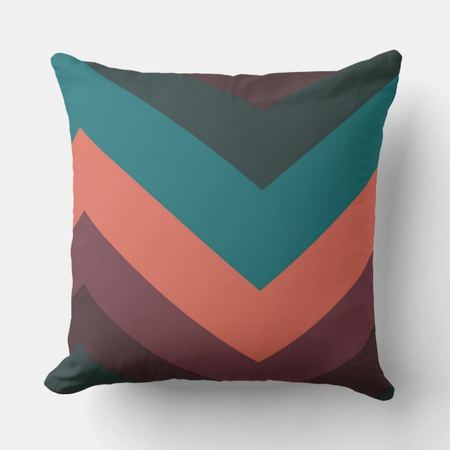 Peach, purple and Teal chevron Pattern  Throw Pillow (Front)