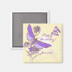 Peach Purple Butterfly Magnet