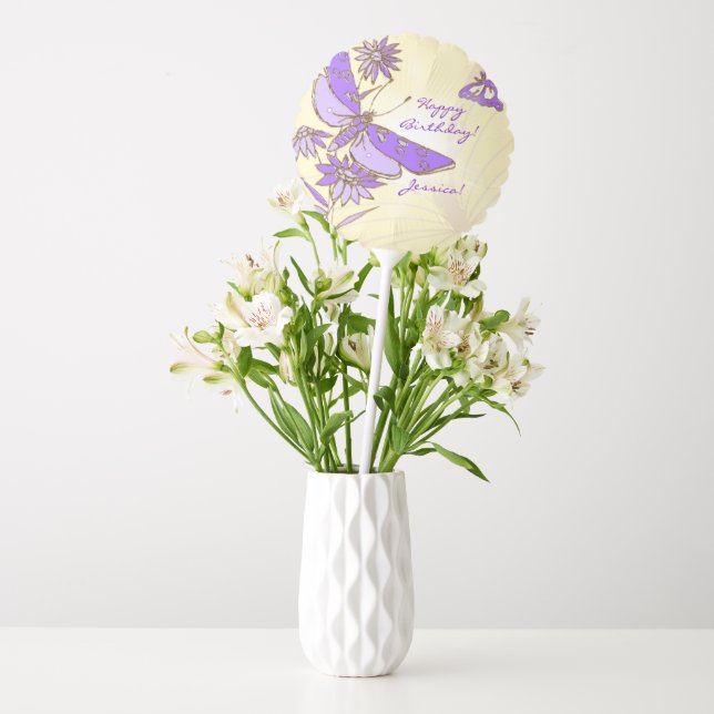 Peach Purple Butterfly Throw Pillow Balloon (Vase)