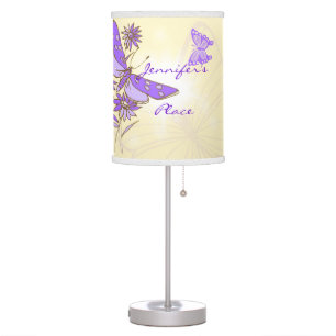 Peach Purple Dragonfly Butterfly Lamp-in-a-Box Table Lamp