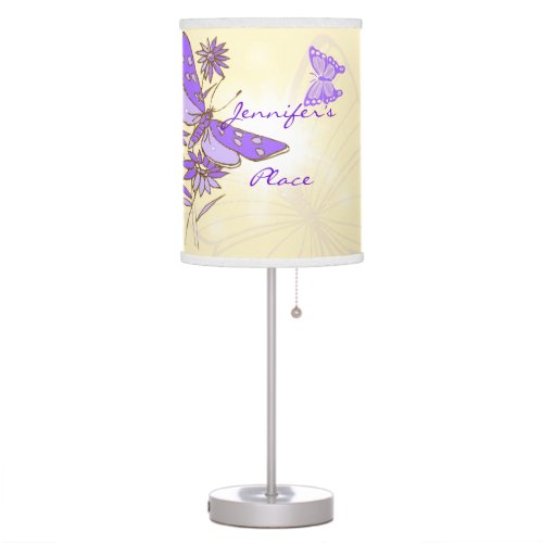 Peach Purple Dragonfly Butterfly Lamp_in_a_Box Table Lamp