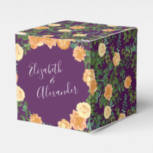 Peach Purple Wedding Floral Roses Favor Boxes