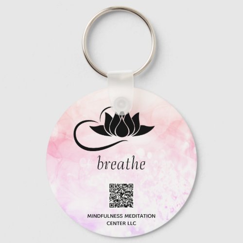  Peach QR _ BREATHE Lotus Branding SWAG Keychain