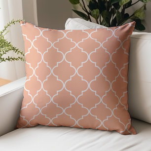 Peach Quatrefoil Pattern Throw Pillow