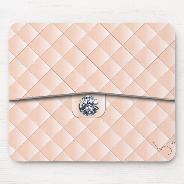 Peach Quilted Pattern with a Diamond Mouse Pad (Front)