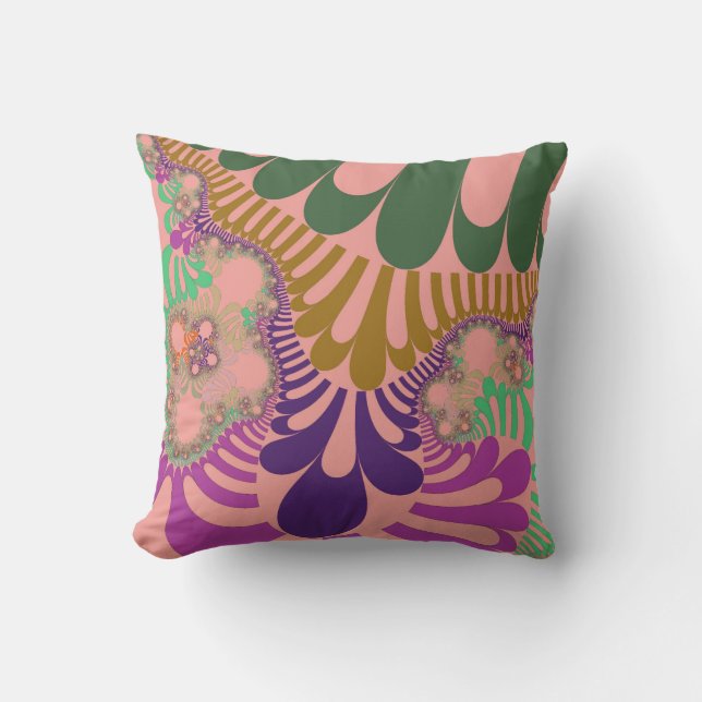 Peach Rainbow Mod Throw Pillow (Front)