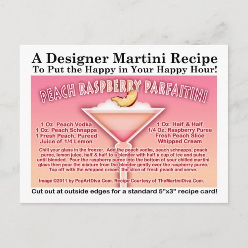 Peach Raspberry Parfait Martini Recipe Postcard