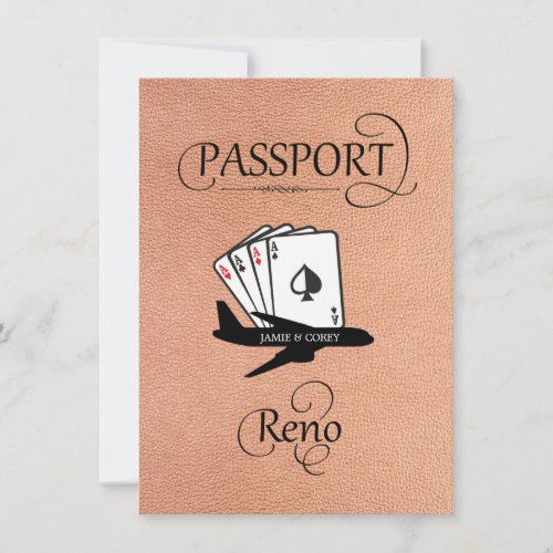 Peach Reno Passport Save the Date Card