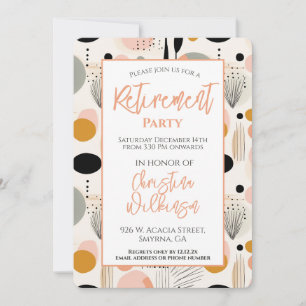 Peach Retirement Party Abstract Pattern Invitation