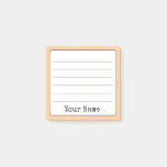 Peach Retro Add Your Name Lined  Post-it Notes