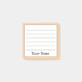 Peach Retro Add Your Name Lined  Post-it Notes