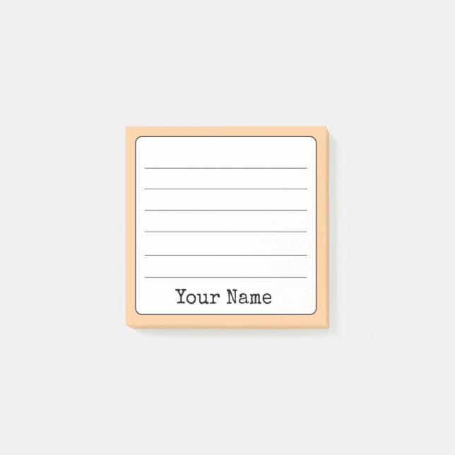 Peach Retro Add Your Name Lined  Post-it Notes (Front)