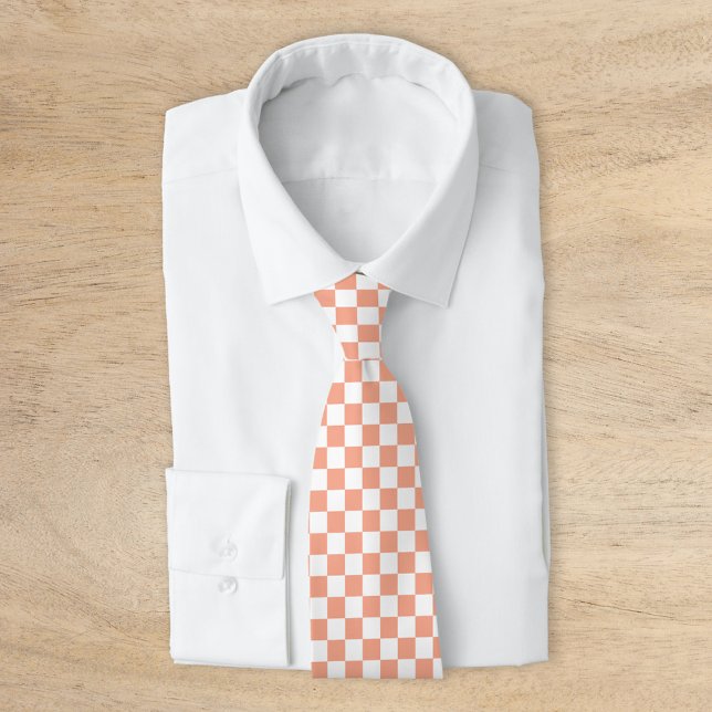 Peach Retro Checkerboard Neck Tie (Creator Uploaded)