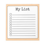 Peach Retro Custom Checklist Lined Notepad