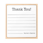 Peach Retro Thank You Your Name Lined  Notepad