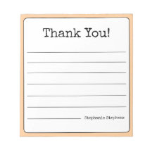 Peach Retro Thank You Your Name Lined