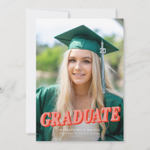 Peach Retro Typography Graduation Announcement