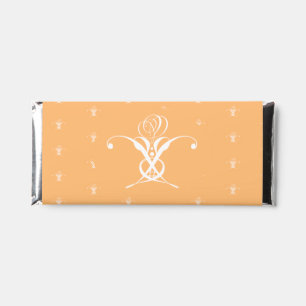 Peach Retro White Flourish Rose Hershey Bar Favors