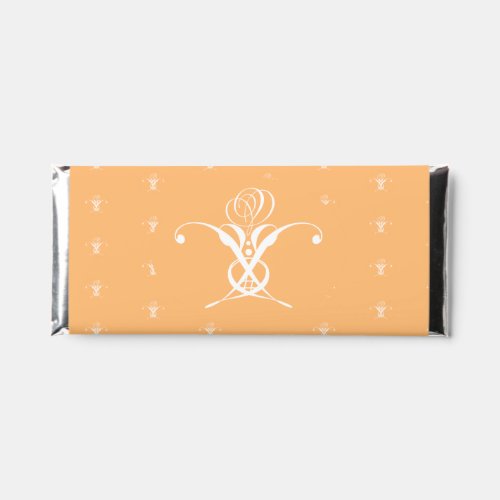 Peach Retro White Flourish Rose Hershey Bar Favors