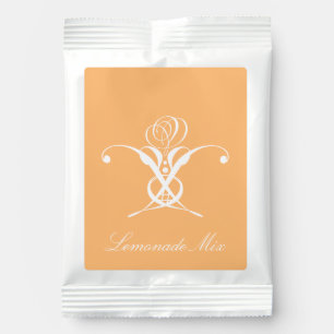 Peach Retro White Flourish Rose Lemonade Drink Mix