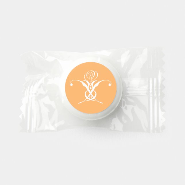 Peach Retro White Flourish Rose Life Saver® Mints (Front)