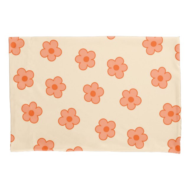 Peach Retro Y2K Playful Pastel Blossom Floral  Pillow Case (Front)