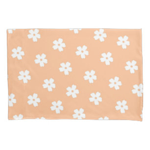 Peach Retro Y2K Playful Pastel Flower Pattern Pillow Case