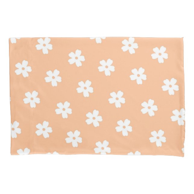 Peach Retro Y2K Playful Pastel Flower Pattern Pillow Case (Front)