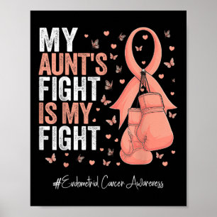 Peach Ribbon Aunt Endometrial Cancer Awareness Poster