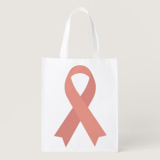 Peach Ribbon Endometrial Cancer  Grocery Bag