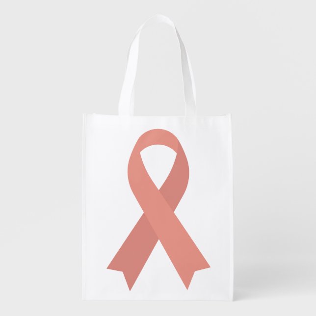 Peach Ribbon Endometrial Cancer  Grocery Bag (Front)