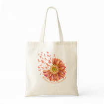 Peach Ribbon Hummingbird Sunflower Uterine Cancer  Tote Bag