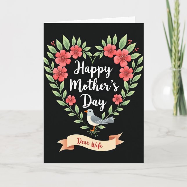 Peach Ribbon Mothers Day Card (Front)