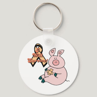 peach ribbon pig keychain