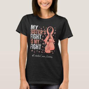 Peach Ribbon Sister Endometrial Cancer Awareness  T-Shirt