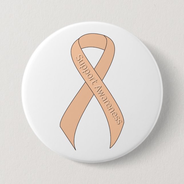 Peach Ribbon Support Awareness Button (Front)