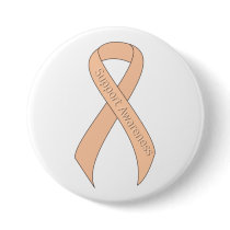 Peach Ribbon Support Awareness Button
