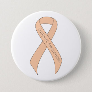 Peach Ribbon Support Awareness Button