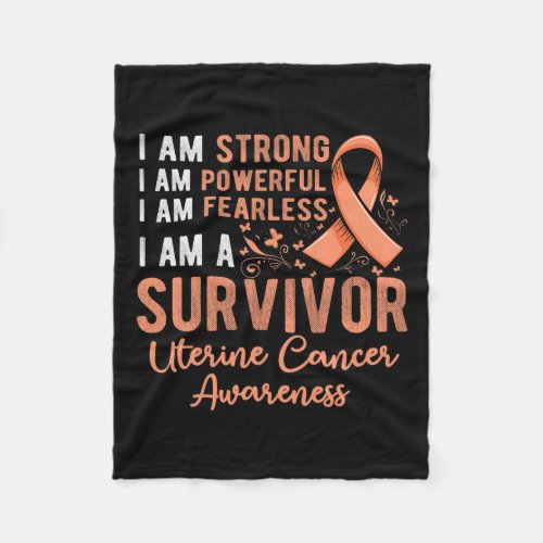 Peach Ribbon Support Survivor Of Uterine Cancer Aw Fleece Blanket