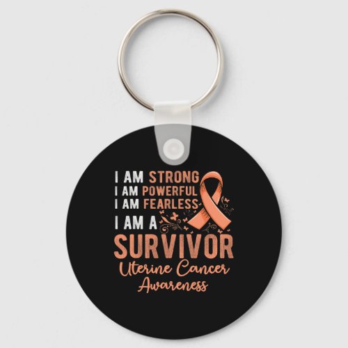 Peach Ribbon Support Survivor Of Uterine Cancer Aw Keychain