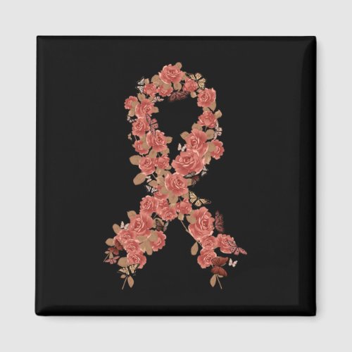 Peach Ribbon Uterine Endometrial Cancer Awareness  Magnet