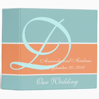 Peach, Robin's Egg Blue Wedding Planner Keepsake 3 Ring Binder
