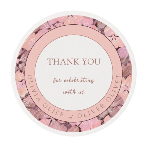 Peach Romance Wedding Edible Frosting Rounds