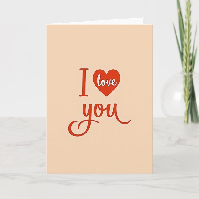 Peach Romantic I Love You Card (Front)