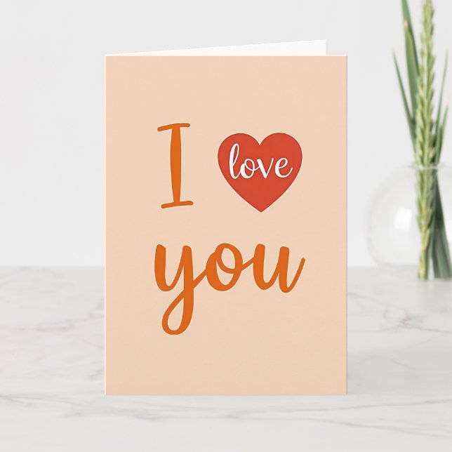 Peach Romantic Love Heart Card (Front)