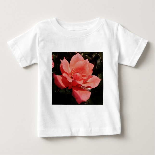 peach rose and dewdrops baby T-Shirt (Front)