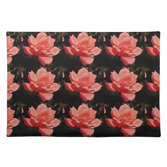 peach rose and dewdrops placemat (Front)