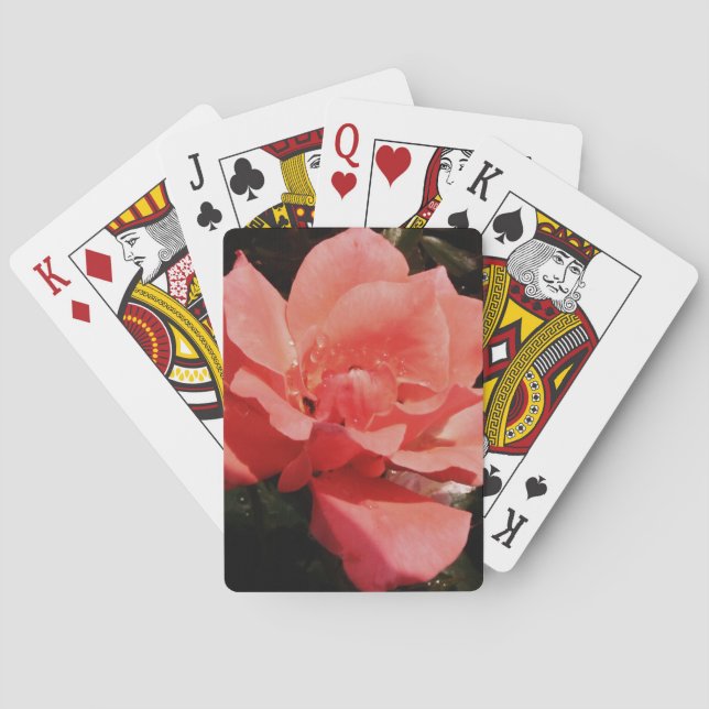 peach rose and dewdrops poker cards (Back)