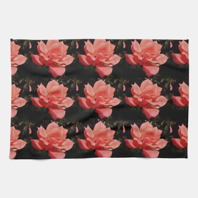 peach rose and dewdrops towel (Horizontal)